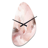 Pink Delicate Abstract Marble III - Asymmetric Metal Wall Clock