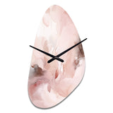 Pink Delicate Abstract Marble III - Asymmetric Metal Wall Clock