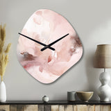 Pink Delicate Abstract Marble III - Asymmetric Metal Wall Clock