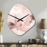Pink Delicate Abstract Marble III - Asymmetric Metal Wall Clock