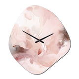 Pink Delicate Abstract Marble III - Asymmetric Metal Wall Clock