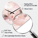 Pink Delicate Abstract Marble III - Asymmetric Metal Wall Clock