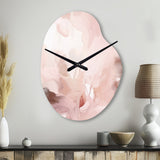 Pink Delicate Abstract Marble III - Asymmetric Metal Wall Clock
