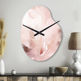 Pink Delicate Abstract Marble III - Asymmetric Metal Wall Clock