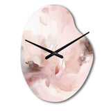 Pink Delicate Abstract Marble III - Asymmetric Metal Wall Clock
