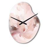 Pink Delicate Abstract Marble III - Asymmetric Metal Wall Clock