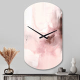 Pink Delicate Abstract Marble IV - Asymmetric Metal Wall Clock