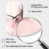 Pink Delicate Abstract Marble IV - Asymmetric Metal Wall Clock