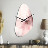 Pink Delicate Abstract Marble IV - Asymmetric Metal Wall Clock