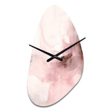 Pink Delicate Abstract Marble IV - Asymmetric Metal Wall Clock