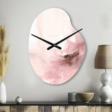 Pink Delicate Abstract Marble IV - Asymmetric Metal Wall Clock