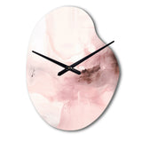 Pink Delicate Abstract Marble IV - Asymmetric Metal Wall Clock