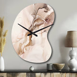 Brown Abstract Delicate Marble I - Asymmetric Metal Wall Clock