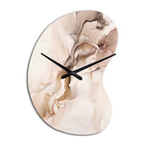 Brown Abstract Delicate Marble I - Asymmetric Metal Wall Clock
