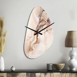 Brown Abstract Delicate Marble I - Asymmetric Metal Wall Clock