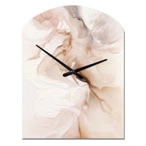 Brown Abstract Delicate Marble II - Asymmetric Metal Wall Clock