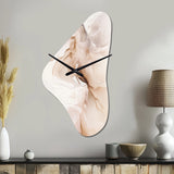 Brown Abstract Delicate Marble II - Asymmetric Metal Wall Clock