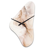 Brown Abstract Delicate Marble II - Asymmetric Metal Wall Clock