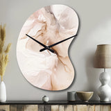 Brown Abstract Delicate Marble II - Asymmetric Metal Wall Clock