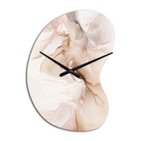 Brown Abstract Delicate Marble II - Asymmetric Metal Wall Clock