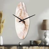 Brown Abstract Delicate Marble II - Asymmetric Metal Wall Clock
