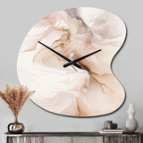 Brown Abstract Delicate Marble II - Asymmetric Metal Wall Clock