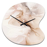 Brown Abstract Delicate Marble II - Asymmetric Metal Wall Clock