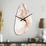 Brown Abstract Delicate Marble II - Asymmetric Metal Wall Clock