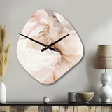 Brown Abstract Delicate Marble II - Asymmetric Metal Wall Clock