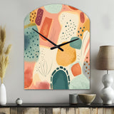 Orange Fun Pattern Of Shapes I - Asymmetric Metal Wall Clock