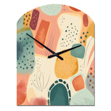 Orange Fun Pattern Of Shapes I - Asymmetric Metal Wall Clock
