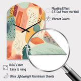 Orange Fun Pattern Of Shapes I - Asymmetric Metal Wall Clock