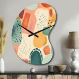 Orange Fun Pattern Of Shapes I - Asymmetric Metal Wall Clock