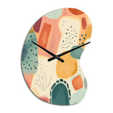 Orange Fun Pattern Of Shapes I - Asymmetric Metal Wall Clock