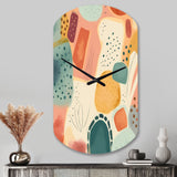 Orange Fun Pattern Of Shapes I - Asymmetric Metal Wall Clock