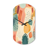 Orange Fun Pattern Of Shapes I - Asymmetric Metal Wall Clock