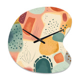 Orange Fun Pattern Of Shapes I - Asymmetric Metal Wall Clock