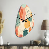 Orange Fun Pattern Of Shapes I - Asymmetric Metal Wall Clock
