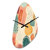 Orange Fun Pattern Of Shapes I - Asymmetric Metal Wall Clock