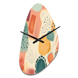 Orange Fun Pattern Of Shapes I - Asymmetric Metal Wall Clock