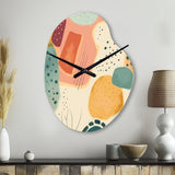 Orange Fun Pattern Of Shapes I - Asymmetric Metal Wall Clock