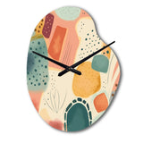 Orange Fun Pattern Of Shapes I - Asymmetric Metal Wall Clock