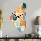 Orange Fun Pattern Of Shapes III - Asymmetric Metal Wall Clock