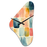 Orange Fun Pattern Of Shapes III - Asymmetric Metal Wall Clock