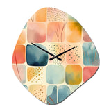 Orange Fun Pattern Of Shapes III - Asymmetric Metal Wall Clock