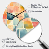 Orange Fun Pattern Of Shapes III - Asymmetric Metal Wall Clock