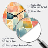 Orange Fun Pattern Of Shapes III - Asymmetric Metal Wall Clock