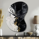 Black Textured Splash Paint Art I - Asymmetric Metal Wall Clock