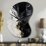 Black Textured Splash Paint Art I - Asymmetric Metal Wall Clock