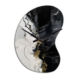 Black Textured Splash Paint Art I - Asymmetric Metal Wall Clock